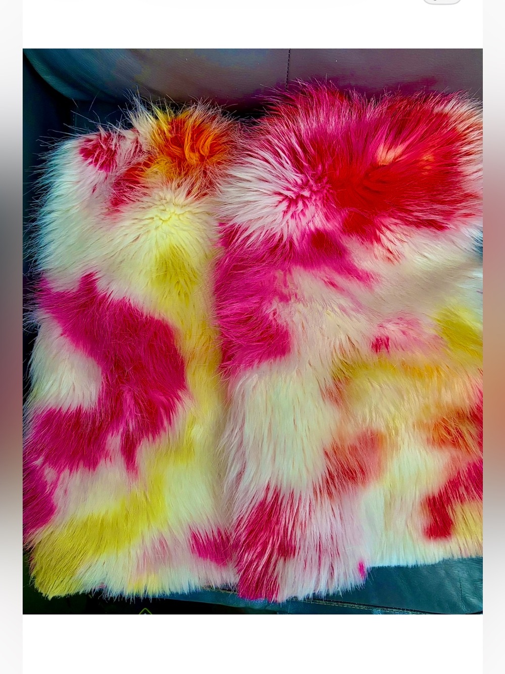 Faux Fur Boot Cuffs - Multicolor Pink & Yellow